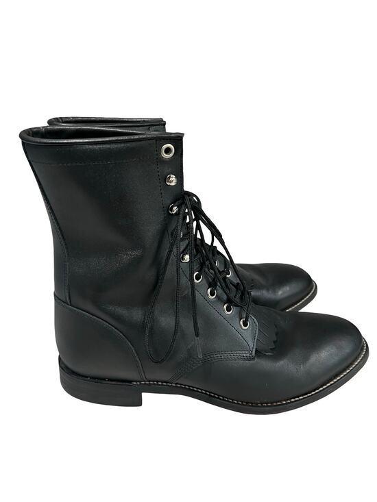 Justin 79855 Black Leather Lace Up Roper Boots Men’s 11D USA Western Cowboy main image 10